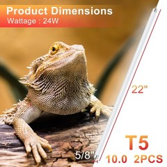 2 Pack 24W T5 UVB 10.0 Reptile Light, UVA UVB Fluorescent Tube, Desert Bulb