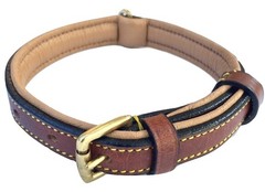 Brown Leather Padded Dog Collar Small 16×5/8 Inch Fits 11 To 13.5 Inch Neck