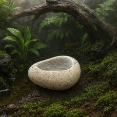 Frog Water Feeding Bowl Natural Stone Handmade Pebble Dish Reptile Accessories