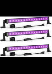 3 Pack Meloght 42W LED Black Light Bar, 60 LEDs Blacklight Flood with Mounts NEW