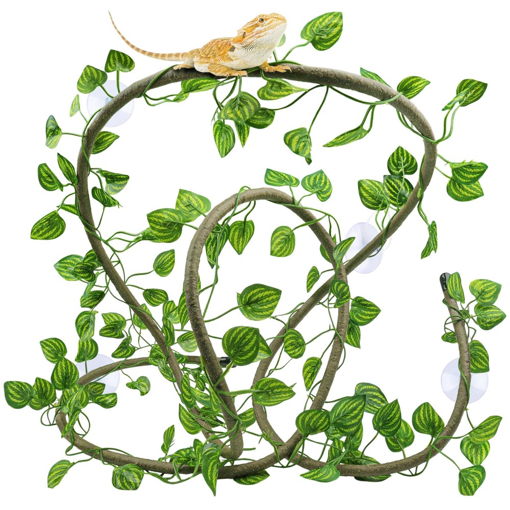 QUOZUO Reptile Tank Accessories, Artificial Plants Vines and Flexible Leaves …