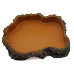 Reptile Water Dish Resin Rock Food Feeder Bowl Terrarium Decor M Orange