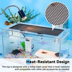 16x10x8 Inch Turtle Tank Kit A High-Definition Aquarium with Heating Lamp, Fi…