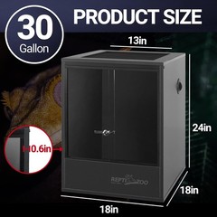 REPTI ZOO 30 Gallon PVC Tall Reptile Tank, 18x18x24 Reptile Terrarium for Fro…