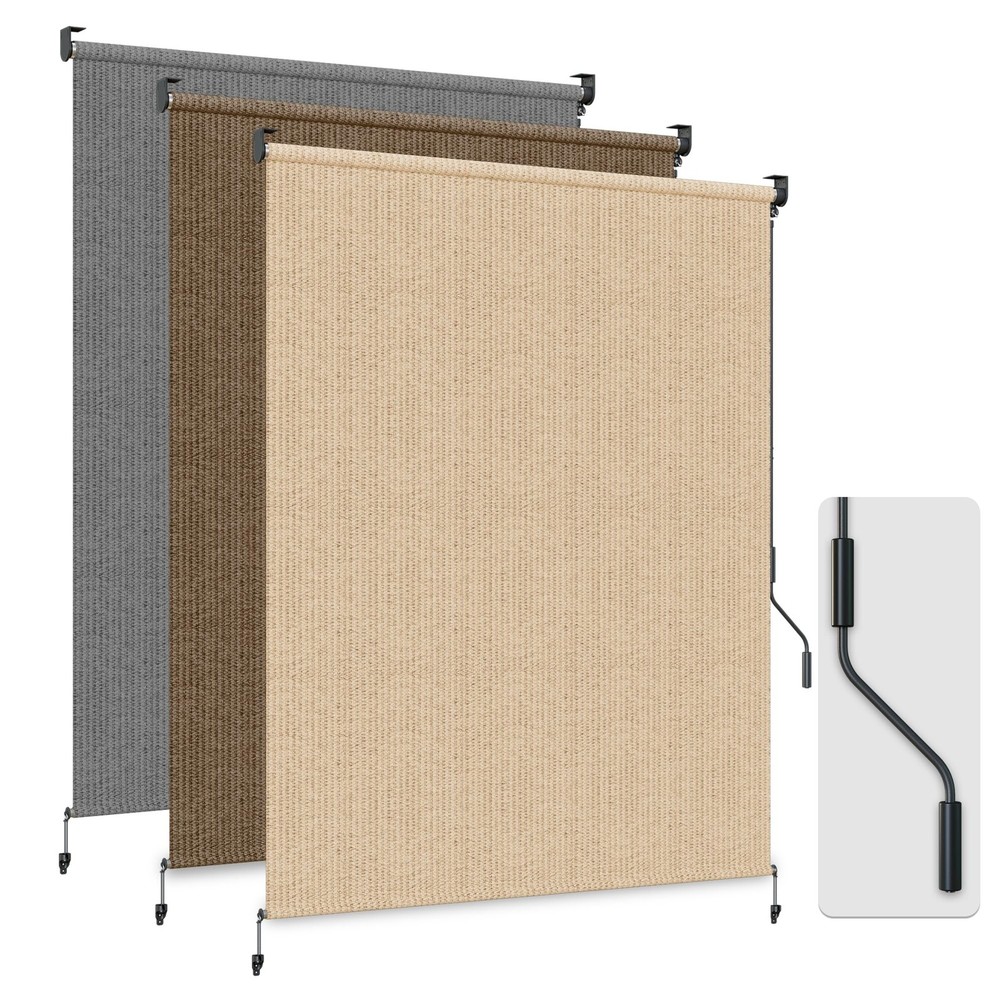 HOMEDEMO Outdoor Roller Shades for Patio, 8’W x 8′ H Roll up Shade for Outsid…