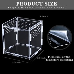 Jumping Spider Tarantula Enclosure Reptile Hermit Crab Tank 3.5×3.5×3.7 Inch