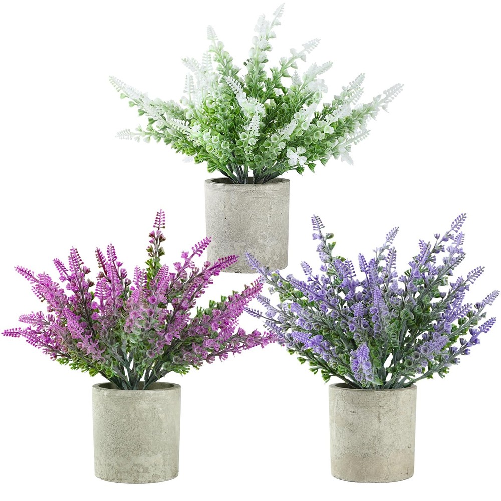 Plant Stand Indoor，3-Pack Lifelike Artificial Lavender ，Artificial