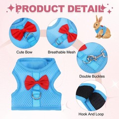 Rabbit Harness and Leash Small Pet Cute Vest Harness Leash S Sky Blue