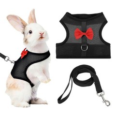 Rabbit Harness and Leash Small Pet Cute Vest Harness Leash L Black