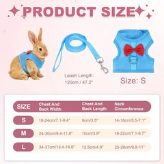 Rabbit Harness and Leash Small Pet Cute Vest Harness Leash S Sky Blue