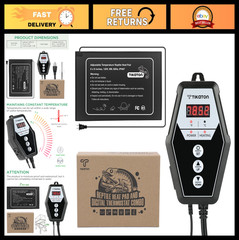 Reptile Heating Pad & Digital Thermostat Combo for 10-40 Gallon Tanks – Heat Mat