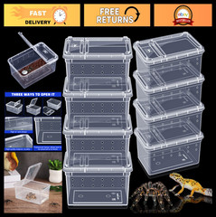8 Pcs Reptile Breeding Box – Clear Plastic Terrarium for Bearded Dragon, Gecko,