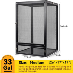 33 Gallon 360° Panoramic Foldable Reptile Terrarium Kit: Crested Gecko Tank and