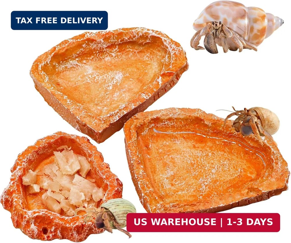 3 Pack Reptile Food Dish, Resin Hermit Crab Food & Water Bowl, Reptile Feeding F