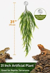 Reptile Terrarium Decor, Artificial Hanging Plant with Suction Cup Gecko Hide