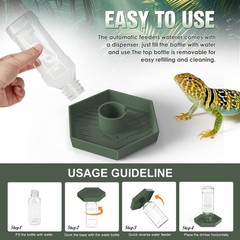 Grey Green Reptile Water Dispenser Small Bearded Dragon Bowl