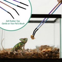 Reptile Feeding Tongs, 10.6″ Straight & Curved (Multicolor)
