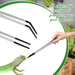 2 Pcs Extra Long Stainless Steel Reptile Feeding Tongs with Rubber Tip 15 Inc…