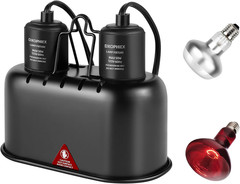Nano Dual Reptile Lamp Fixture 7.5in w/ 60W Basking & Infrared Bulbs Terrarium
