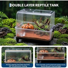 Acrylic Reptile Terrarium Tank Starter Kit Habitat w/ Heating Pad Geckos Lizard