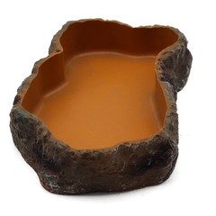 Reptile Water Dish Resin Rock Food Feeder Bowl Terrarium Decor M Orange