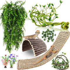 Bearded Dragon Tank Accessories, 10 PCS Reptile Hammock Plants Bridge Jungle …