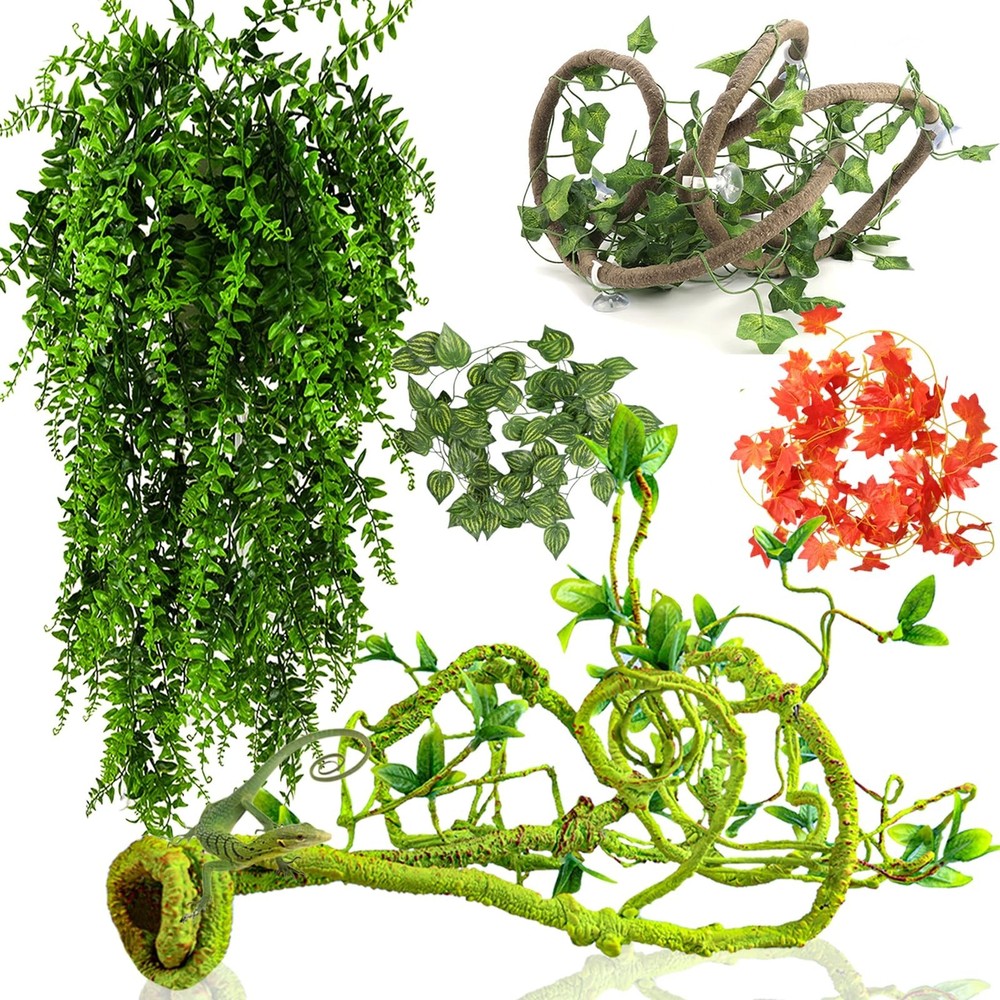 Grddaef Reptile Vines Plants for Terrarium, Flexible Vines Jungle Climbing Br…