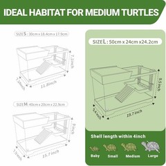 Aquatic Turtle Tank Kit+Lamp+Filter, Upgrade PC Turtle Tank Starter Kit with Adj