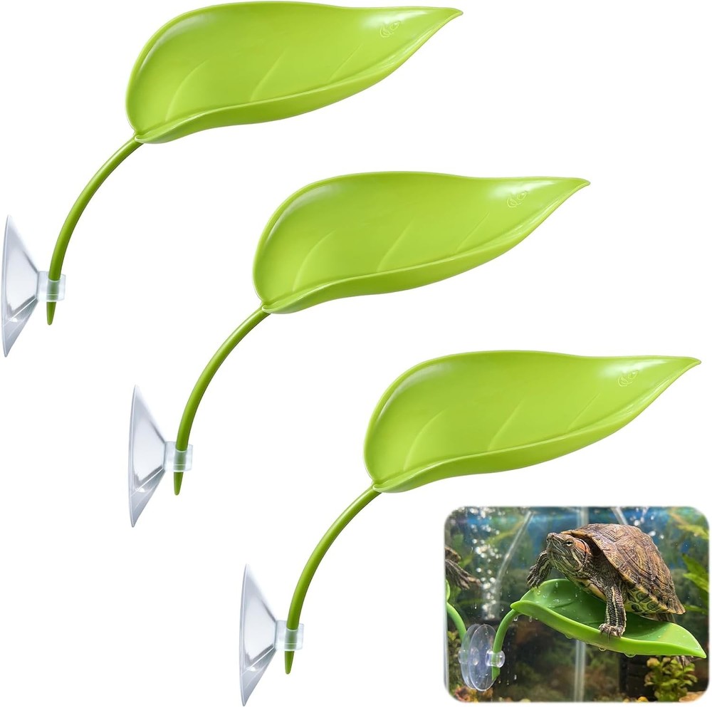 3pcs Turtle Basking Platform Tree Frog Gecko Turtle Tank Accessories Leaf Shape