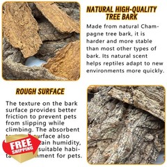 BNOSDM Reptile Terrarium Cork Bark Substrate 1.4 LB Lizard Snake Hermit Crab