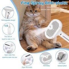 Fresh Fur Shower Brush,3 in 1 Pet Steam Brush,Spray Hair Removal Comb for Cat…