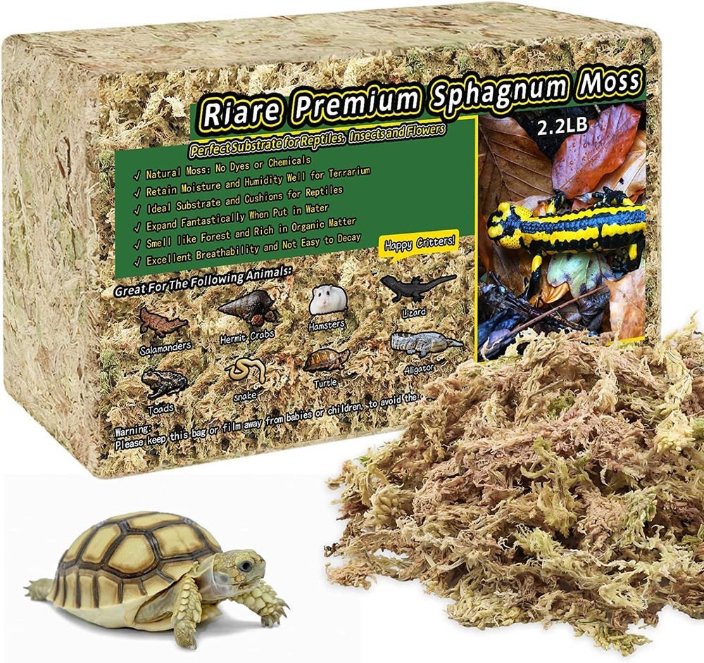 Riare 2.2LB Natural Sphagnum Moss for Reptiles- 50QT Reptile Substrate Moss f…