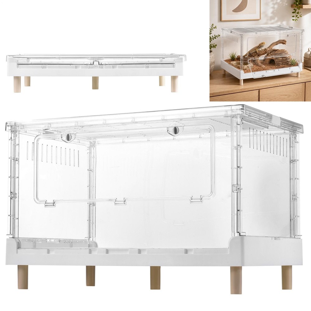 Reptile Terrarium Gecko Spider Vivarium Enclosure Large Flat