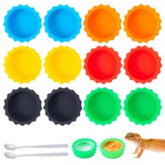 12 Pack Multicolor Silicone Gecko Feeding Bowls Small Reusable Cups