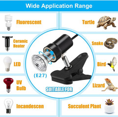 Reptile Heat Lamp Rotatable Turtle Heating Light with 50W UVA UVB Heat Bulb Simu