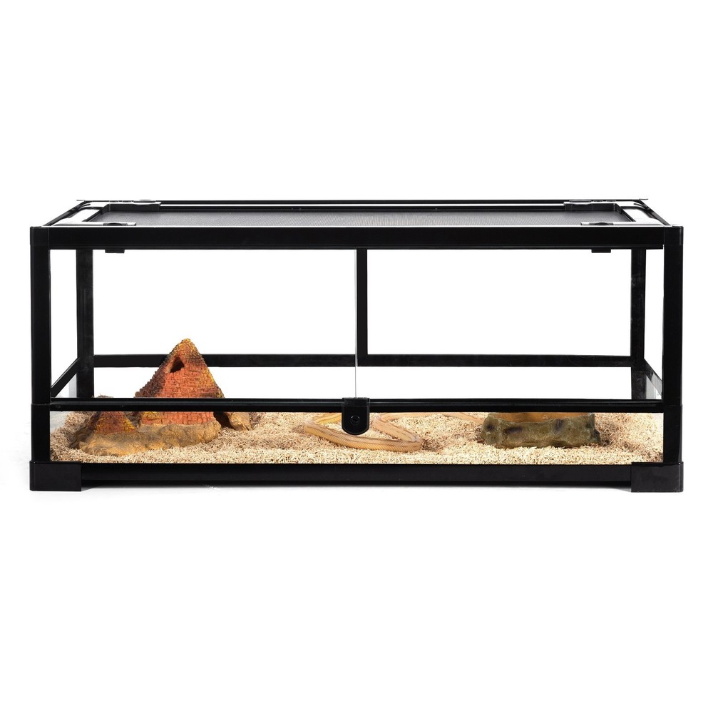 20 Gallon Glass Terrarium Reptile Enclosure Reptiles Tank Tortoise Front Opening