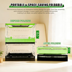 Travel Foldable Reptile Terrarium with Sliding Door Portable Spider Enclosure, L