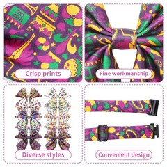 10 PCS Mardi Gras Dog Collar Bow Ties Medium Large Adjustable Pet Grooming