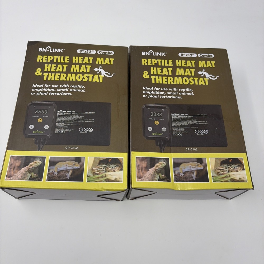 BN-LINK Durable Reptile Heating Pad 8″ X 12″ + Digital Thermostat Set “LOT”
