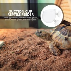Reptile Feeder Escape Food Box Feeding Basin with Suction Cup Gecko Feeding Box