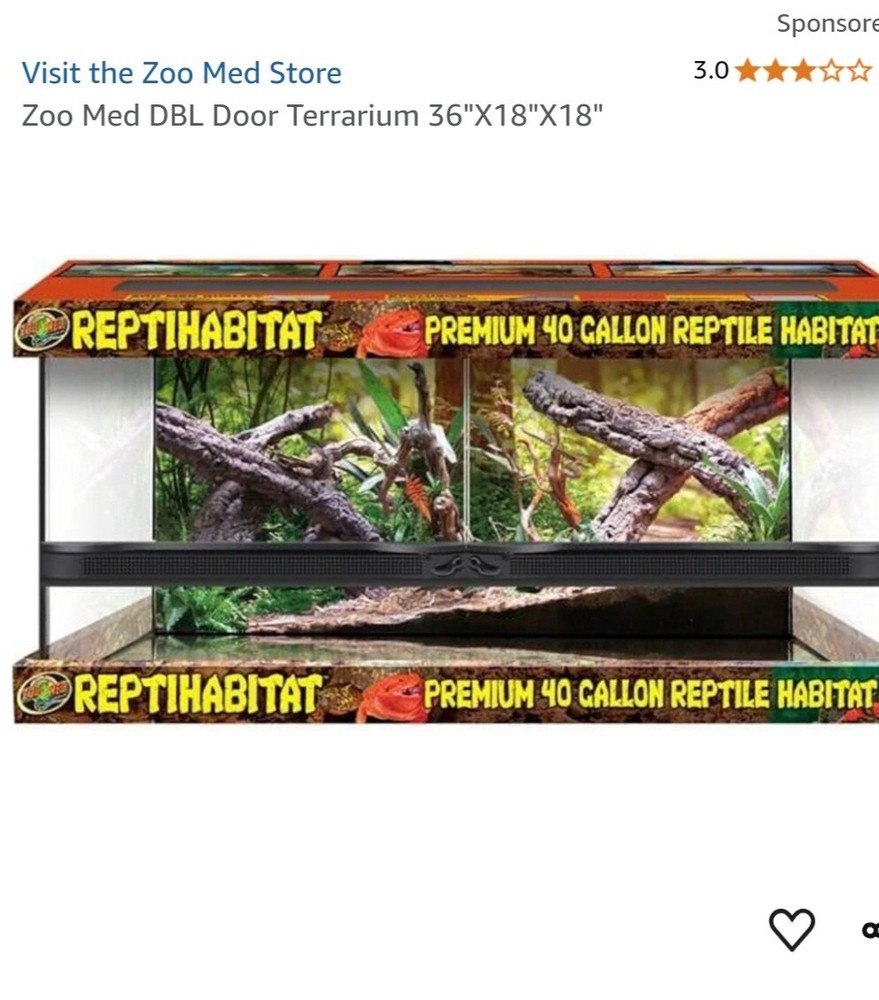 36x18x18 Zoo Med Front Opening Reptile Terrarium 50 Gallon