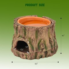 3 in 1 Reptile Hide Cave,Lizard Humid Hideout with Detachable Base and Clay W…