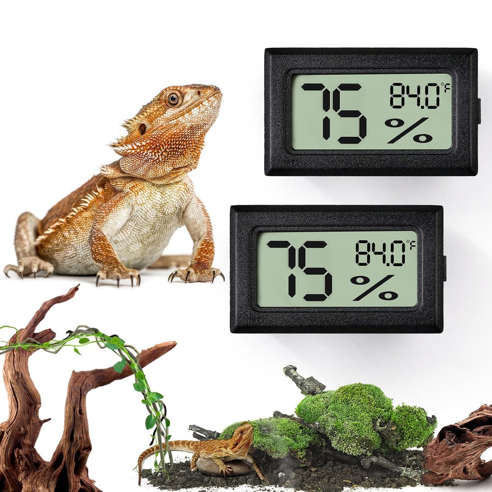 Palksky Bearded Dragon Tank Accessories, 2PCS Reptile Black rectangle