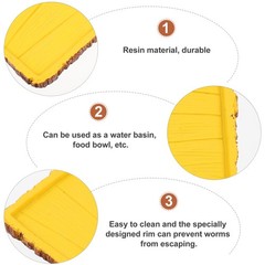 Rectangle Creative Reptile Feeding Basin Tortoise Food Container 2pcs Yellow