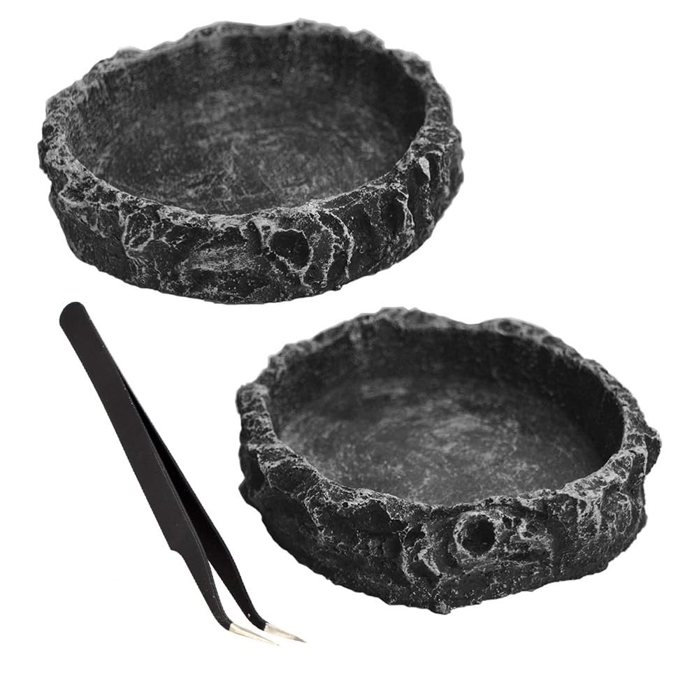 Fulanfudi 2PCS Reptile Water Dish Food Bowl Set Feeder style 1