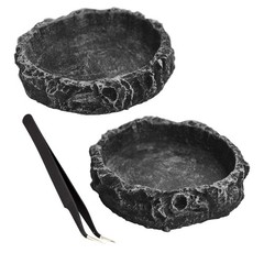 Fulanfudi 2PCS Reptile Water Dish Food Bowl Set Feeder style 1