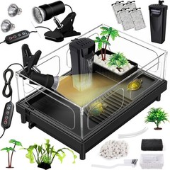 Small Turtle Tank Kit(Tank Light Filter Acrylic Turtle Tank Starter Kit W/ Bask