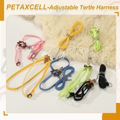 Tortoise Leash Harness with Bell, ( Leather, Large, Pink )