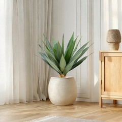 2.6FT Artificial Spiked Agave Plants Tall,32″Fake Silk UV Resistant Plants wi…