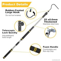 Stainless Steel Snake Hook Extendable 52-79 Inch Reptile Catcher Handle Safety